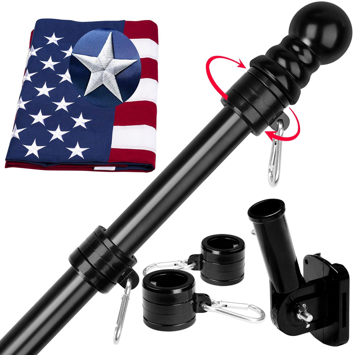 MVPRING American flag 3x5 with pole kit ready for porch display.