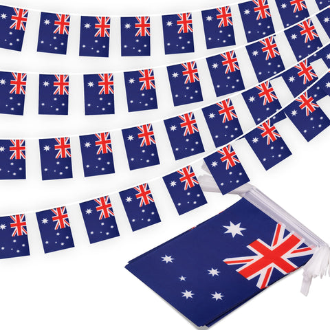 MVPRING Australia flag pennant banner in full 33 ft length for events and classrooms.