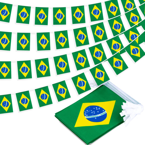 MVPRING Brazil flag pennant 33ft with vivid flags for classroom or party decor