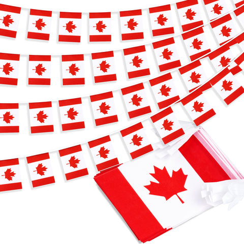 MVPRING Canada flag banner 33ft setup for festive display.