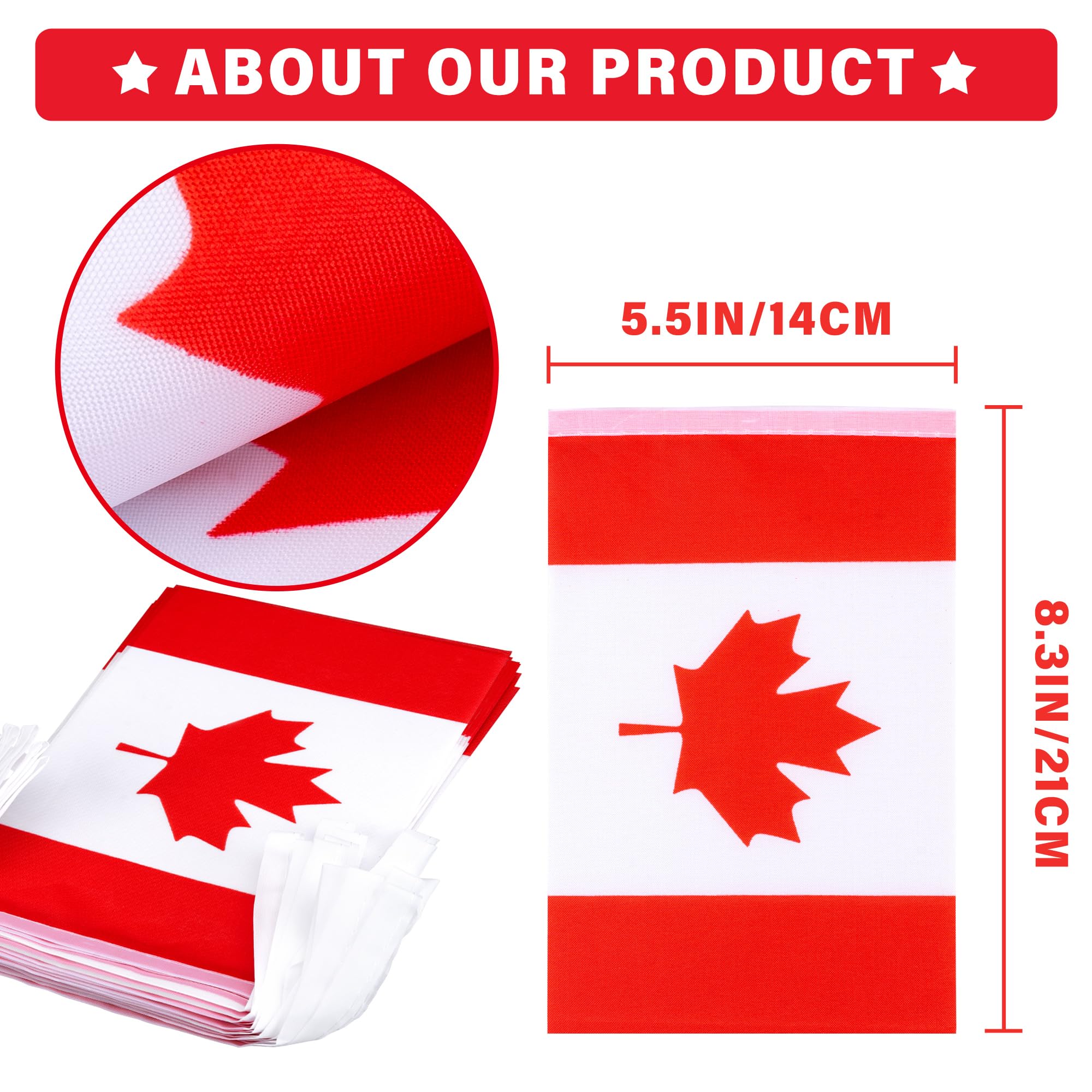 MVPRING Canada flag banner stitching detail highlights durable craftsmanship.