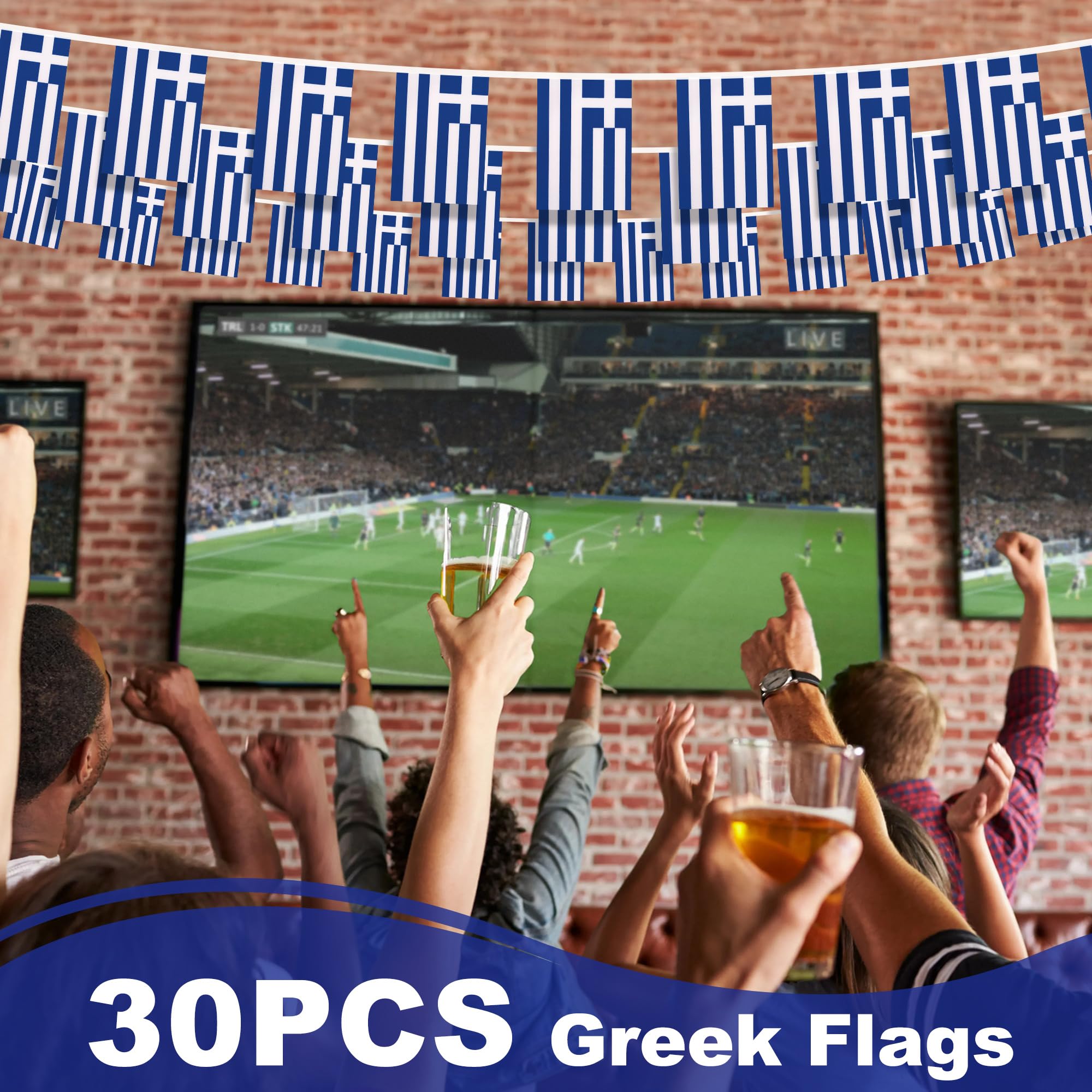 MVPRING Greece flag garland supports classroom or office Greek celebration