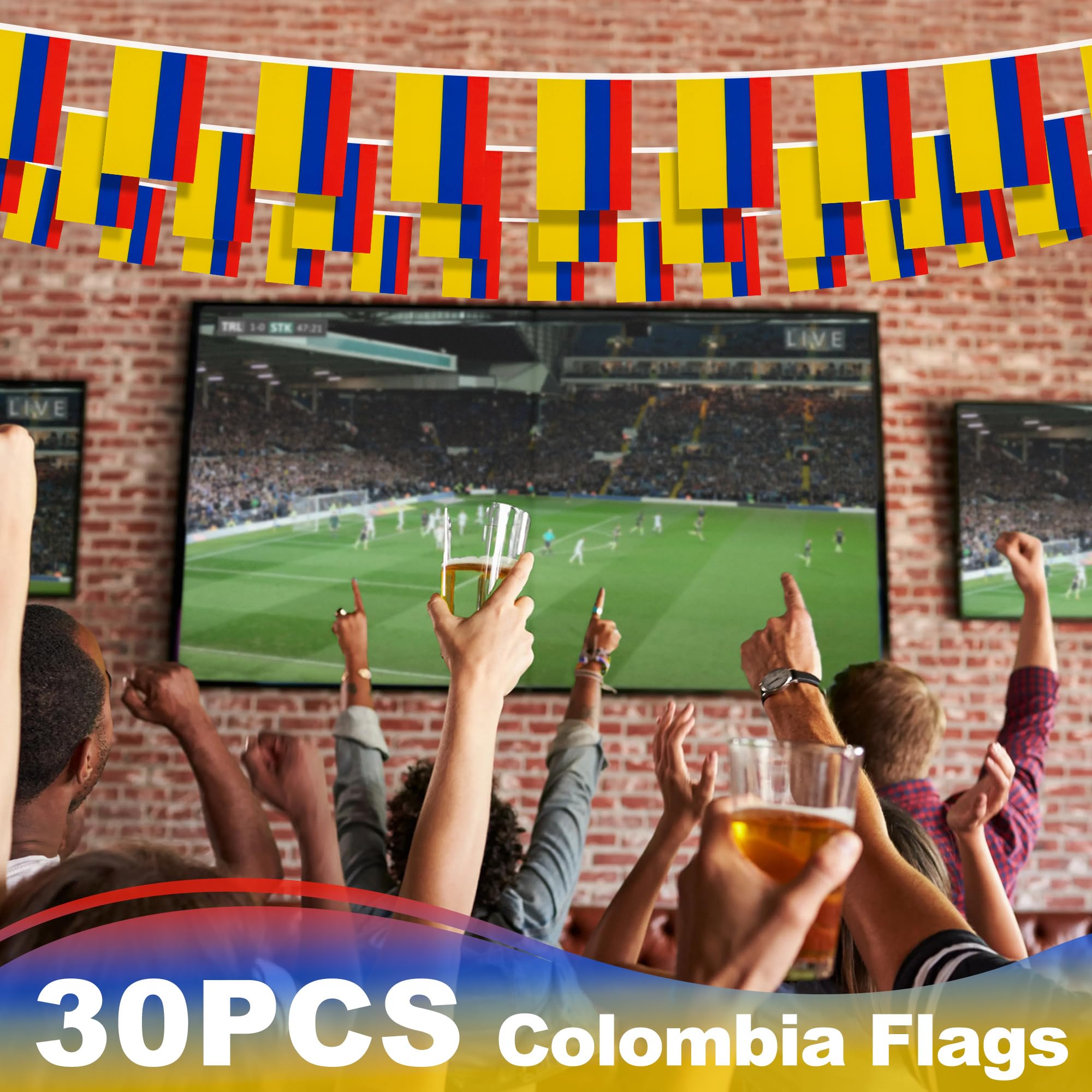 MVPRING flag banner decorating a patio or porch for gatherings