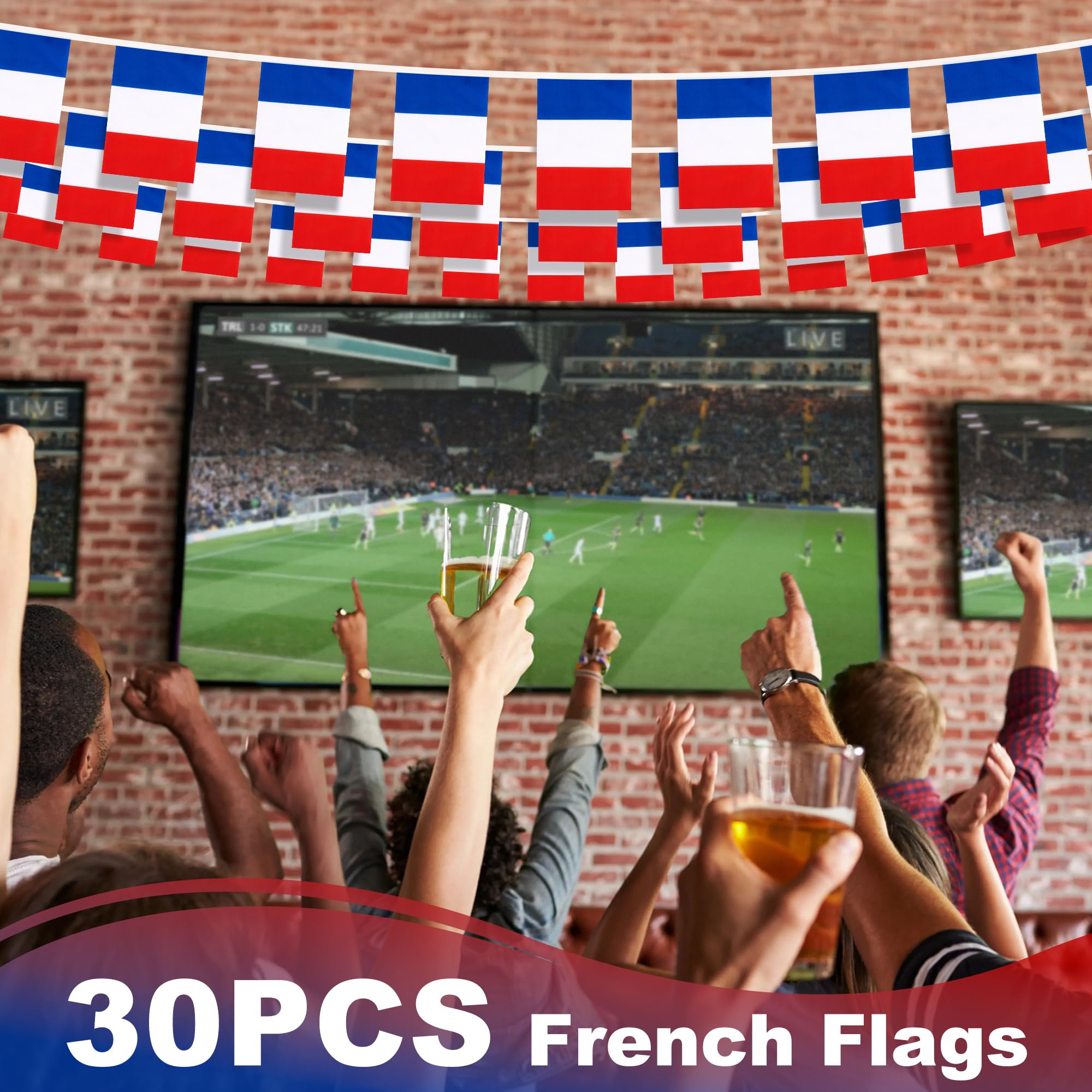 MVPRING France flag pennant banner color detail, accurate hues add authentic national flair.