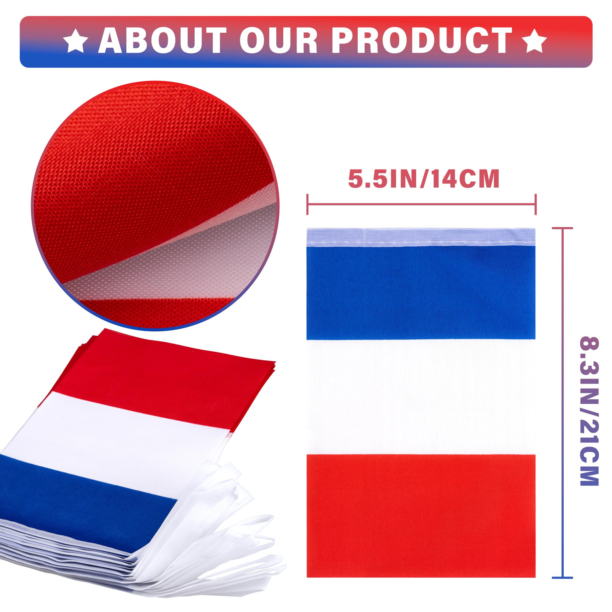 MVPRING France flag pennant banner full view, vivid colors enhancing any patriotic or party setup.