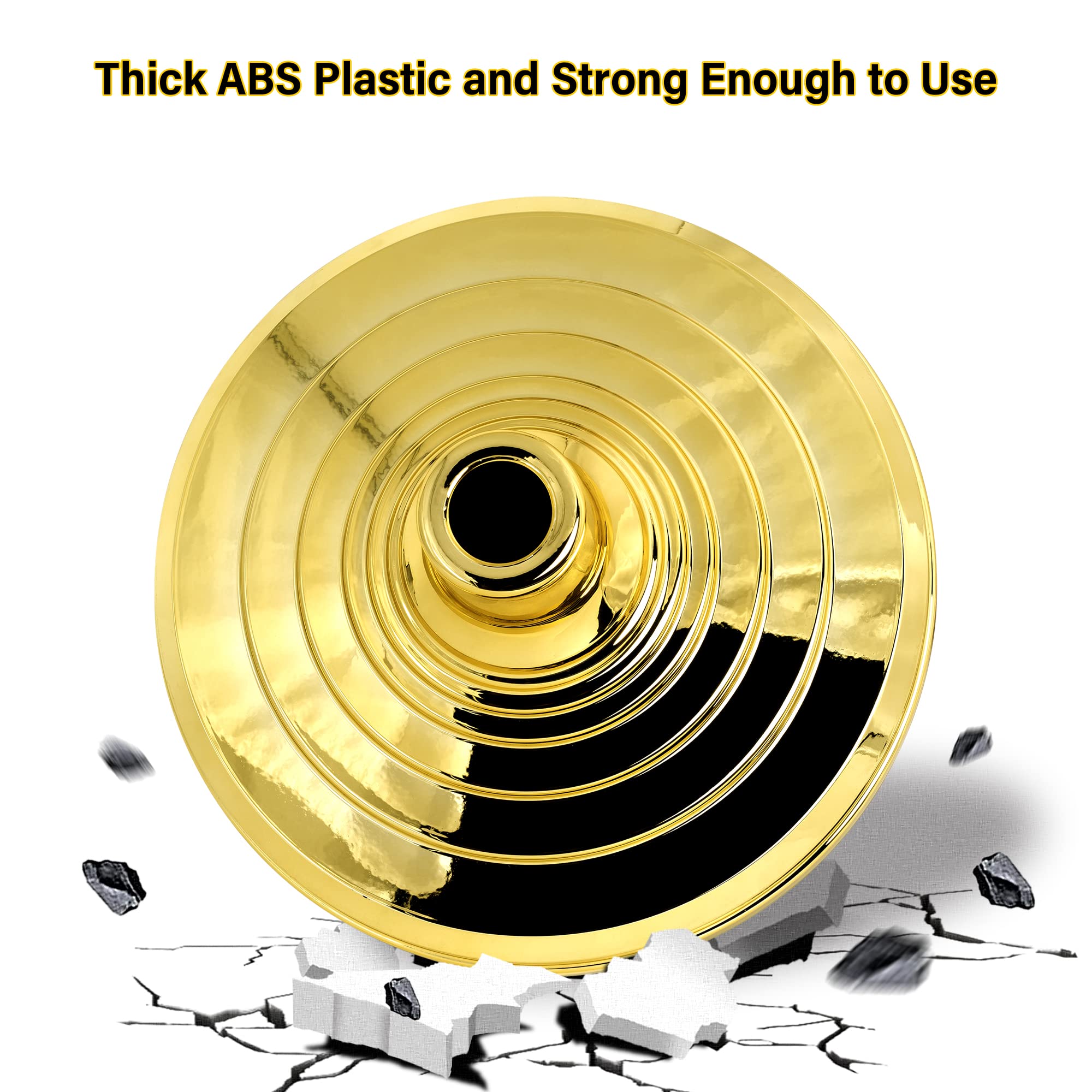 MVPRING gold floor stand shows 12 inch diameter and 6 inch height for sturdy support