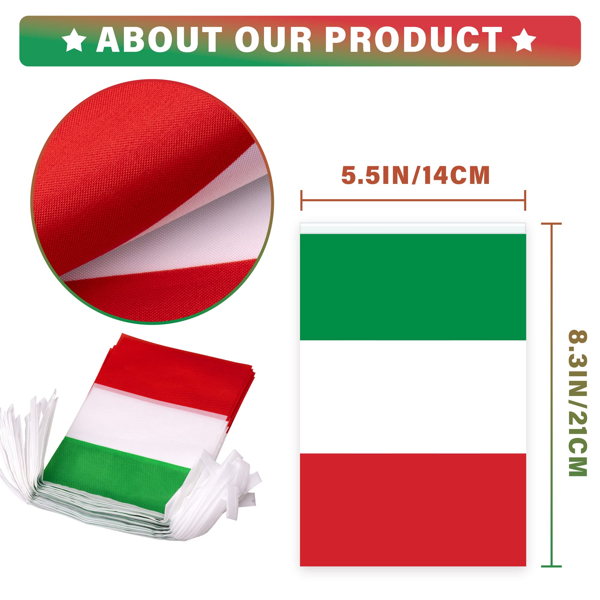 MVPRING Italy flags banner showcases neat stitching for premium classroom or office decoration.