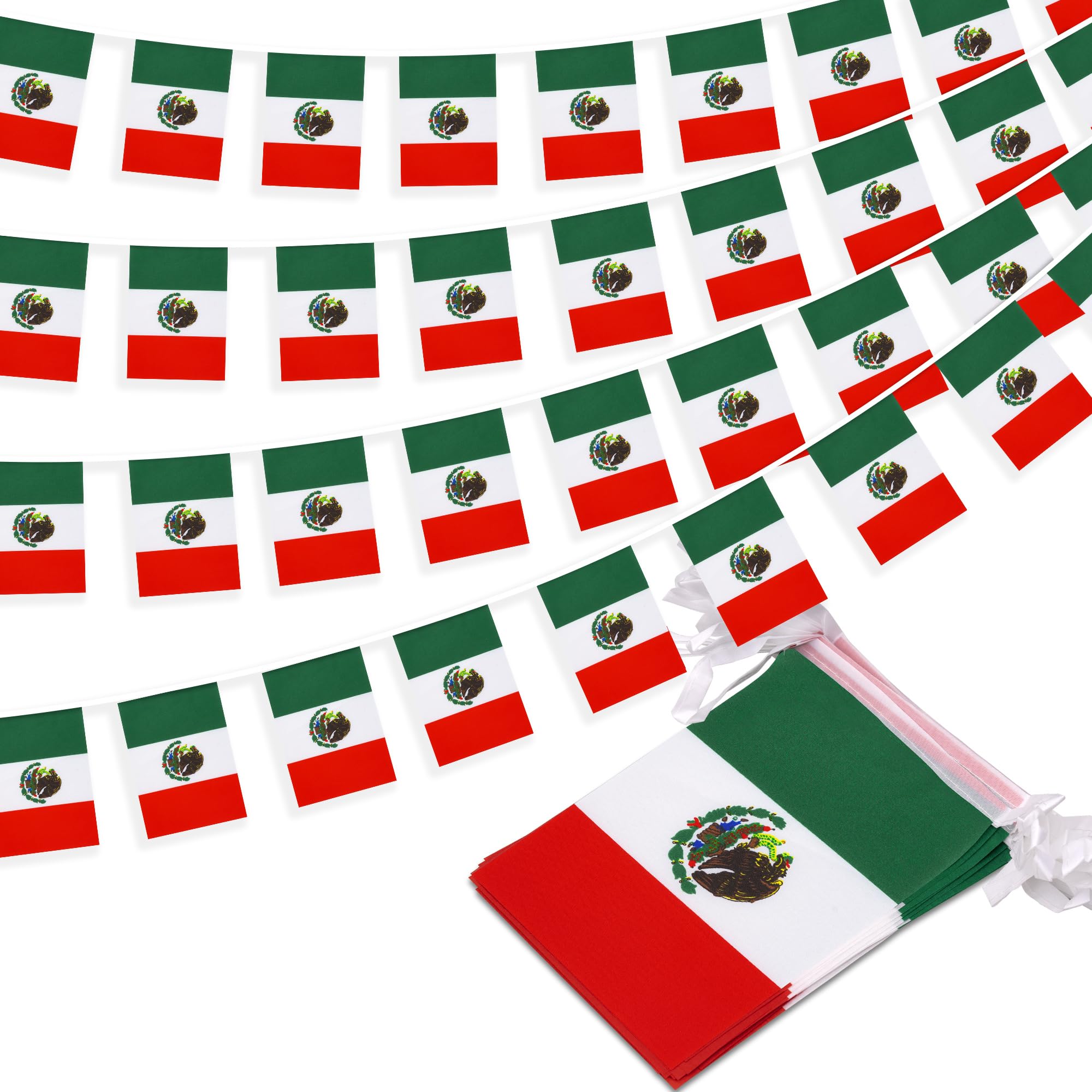 MVPRING Mexico flag pennant banner 33ft with 30 flags for festive celebrations.