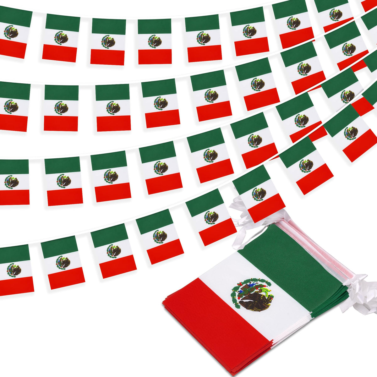 MVPRING Mexico flag pennant banner 33ft with 30 flags for festive celebrations.