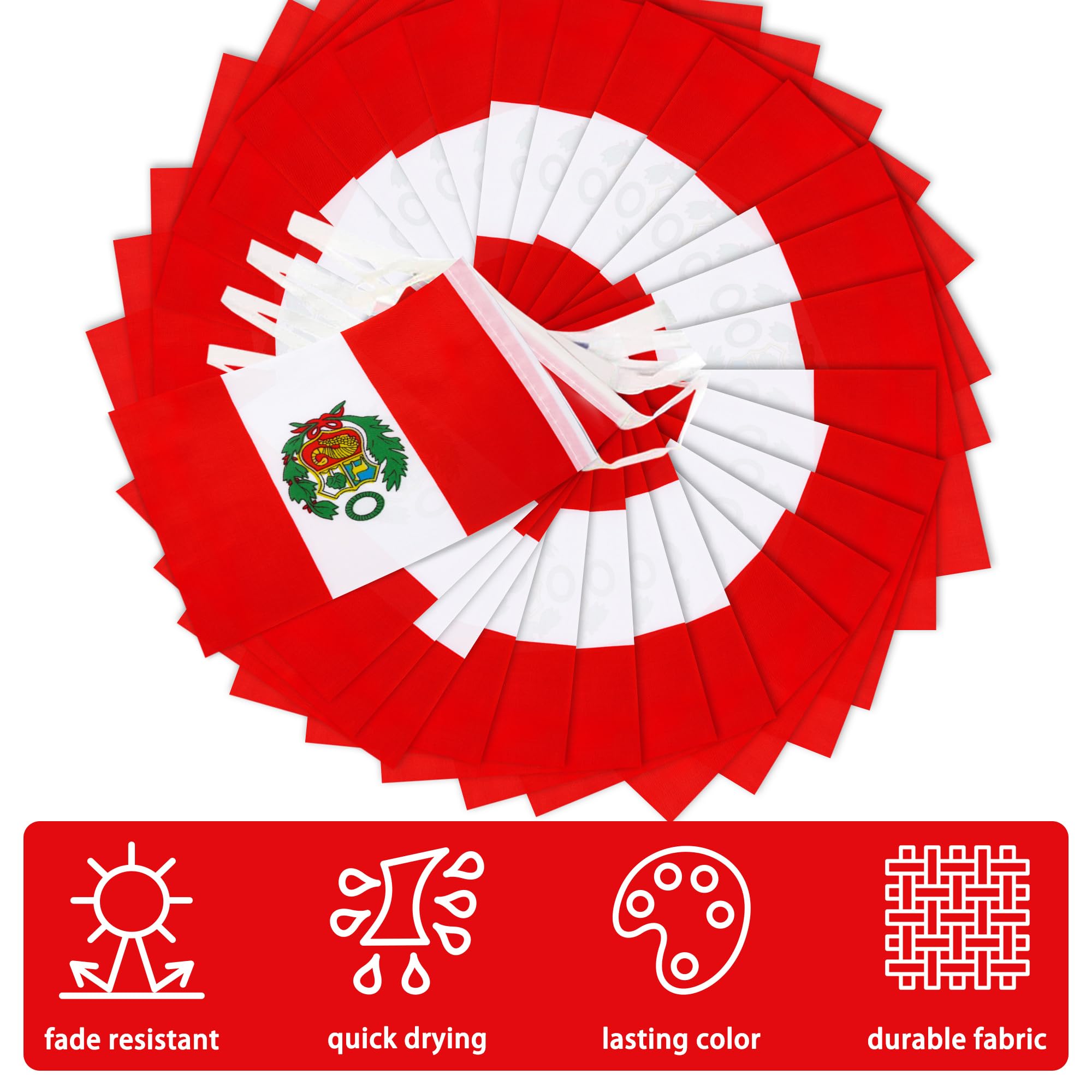 MVPRING Peru flag stitching neat and durable for repeated use.