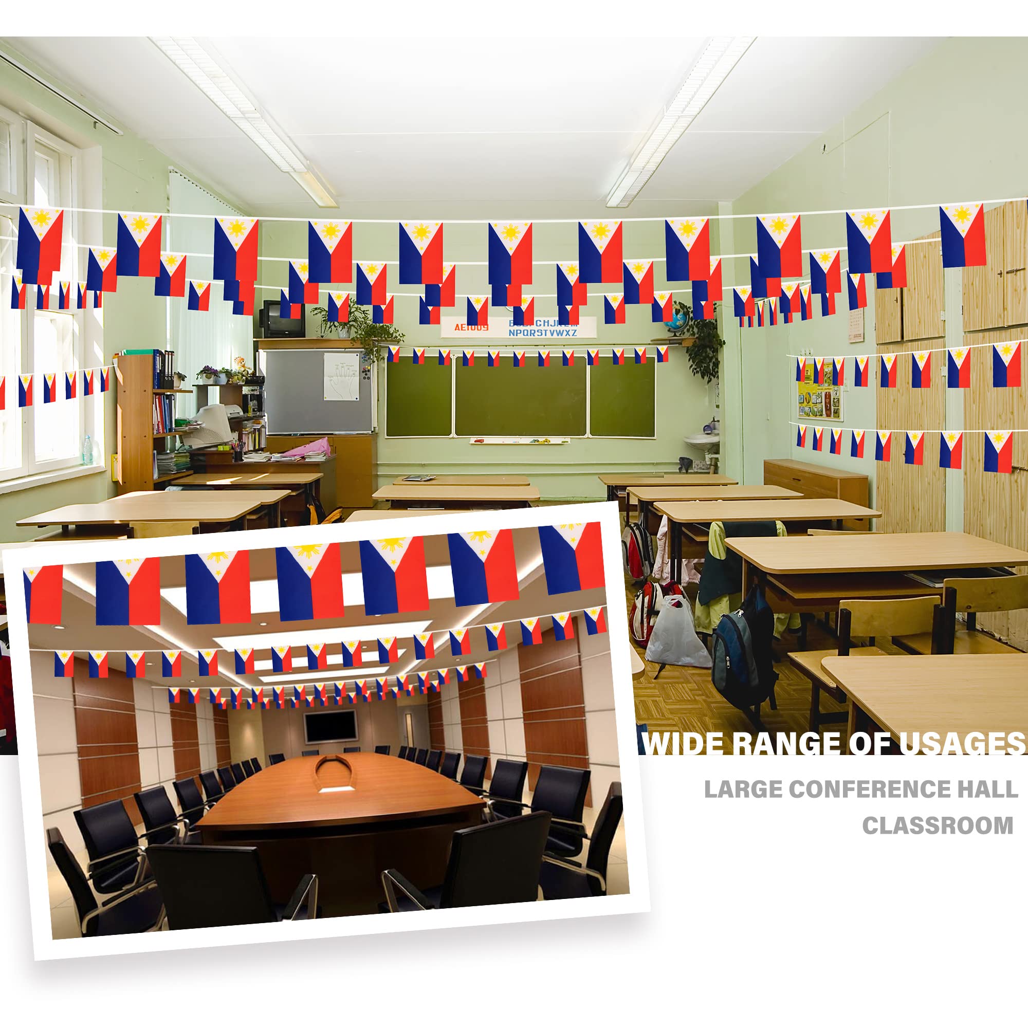 MVPRING pennant banner close-up shows neat stitching for durable classroom decor.