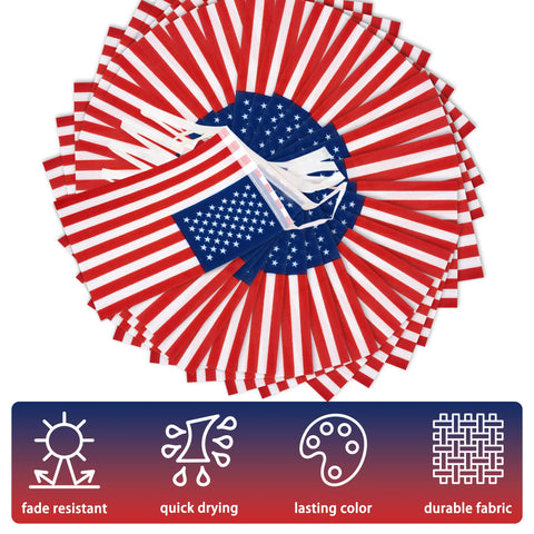 MVPRING porch flag garland adds festive patriotism to outdoor spaces.