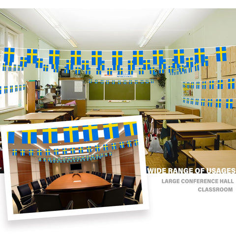 MVPRING Sweden flag banner in a classroom boosts patriotic event ambiance