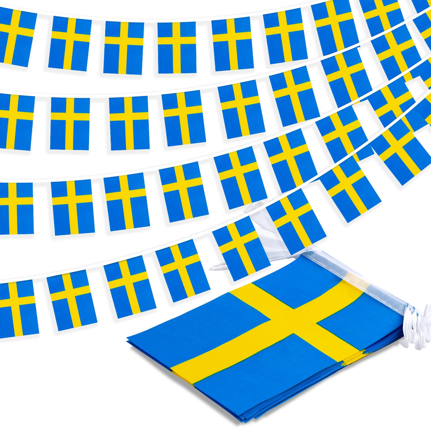MVPRING Sweden flag banner on a wall for festive classroom or party decor