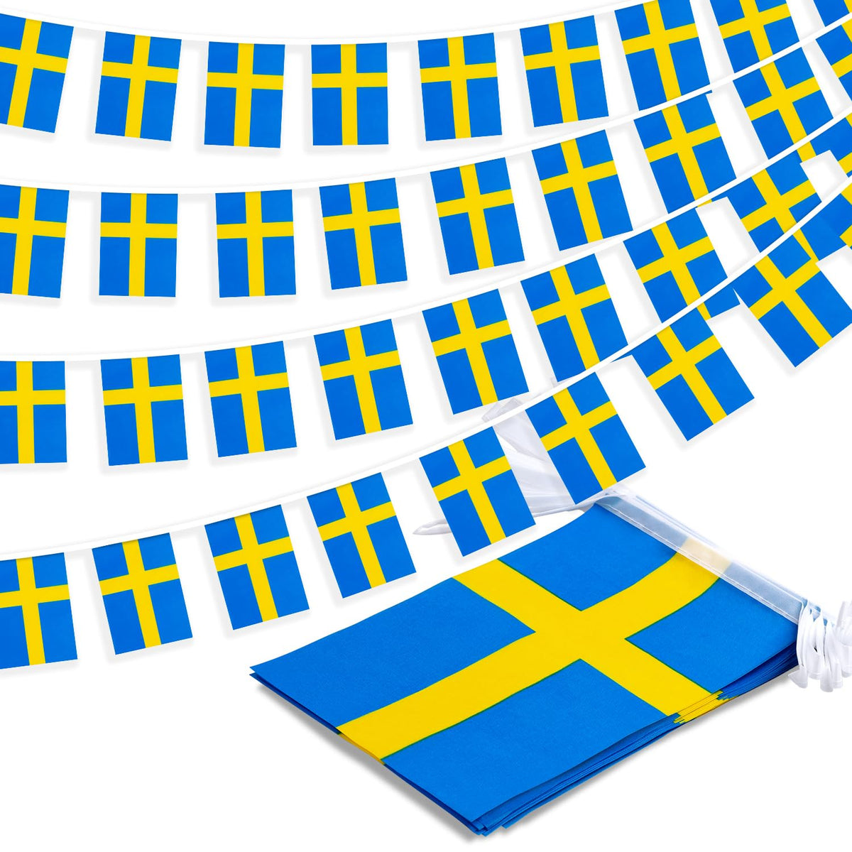 MVPRING Sweden flag banner on a wall for festive classroom or party decor