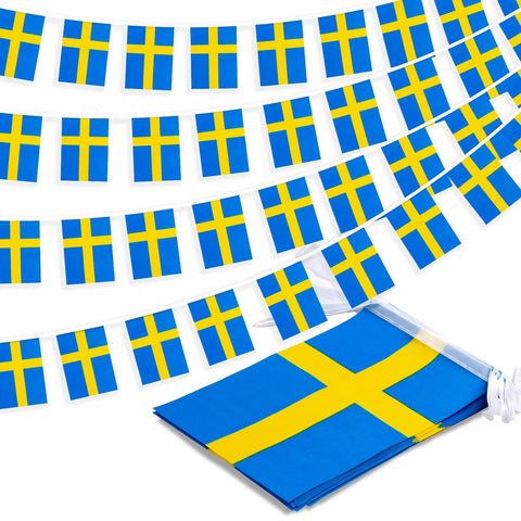 MVPRING Sweden flag banner on a wall for festive classroom or party decor