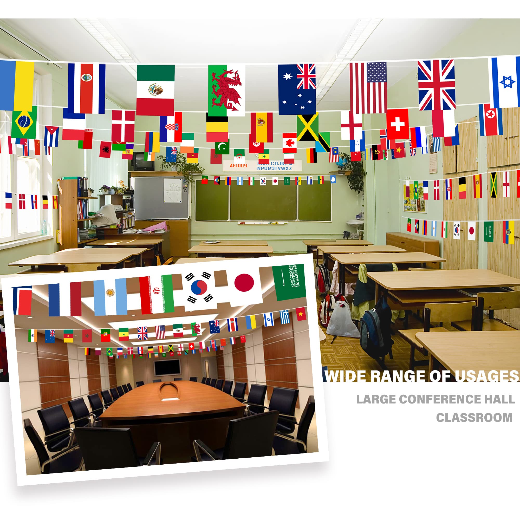 MVPRING world flags bunting spans 82 feet for vibrant event decor.