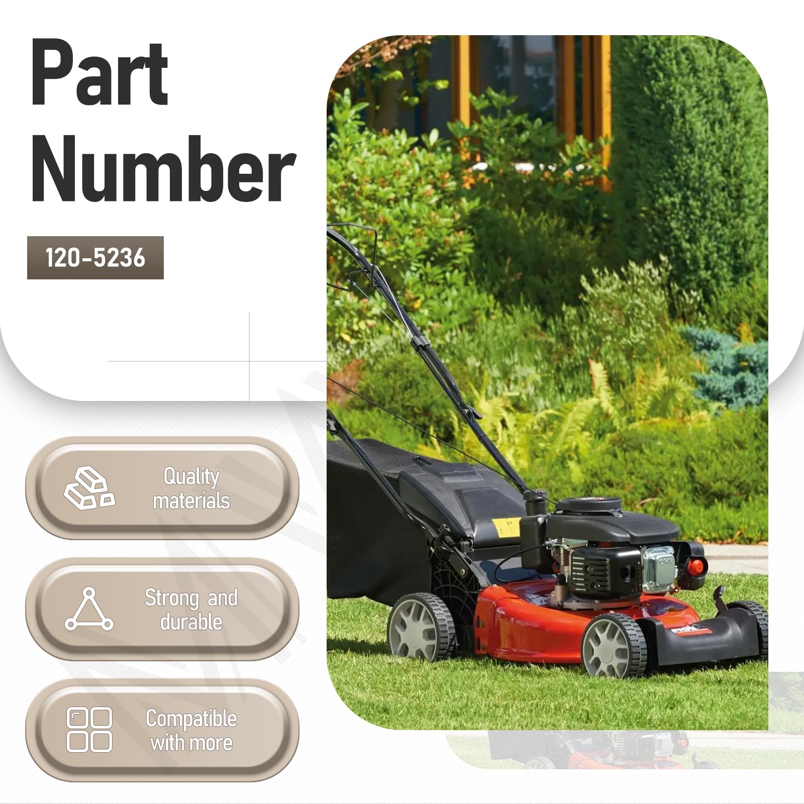 MWEDP easy-installation illustration highlights tool-free mounting on a mower.