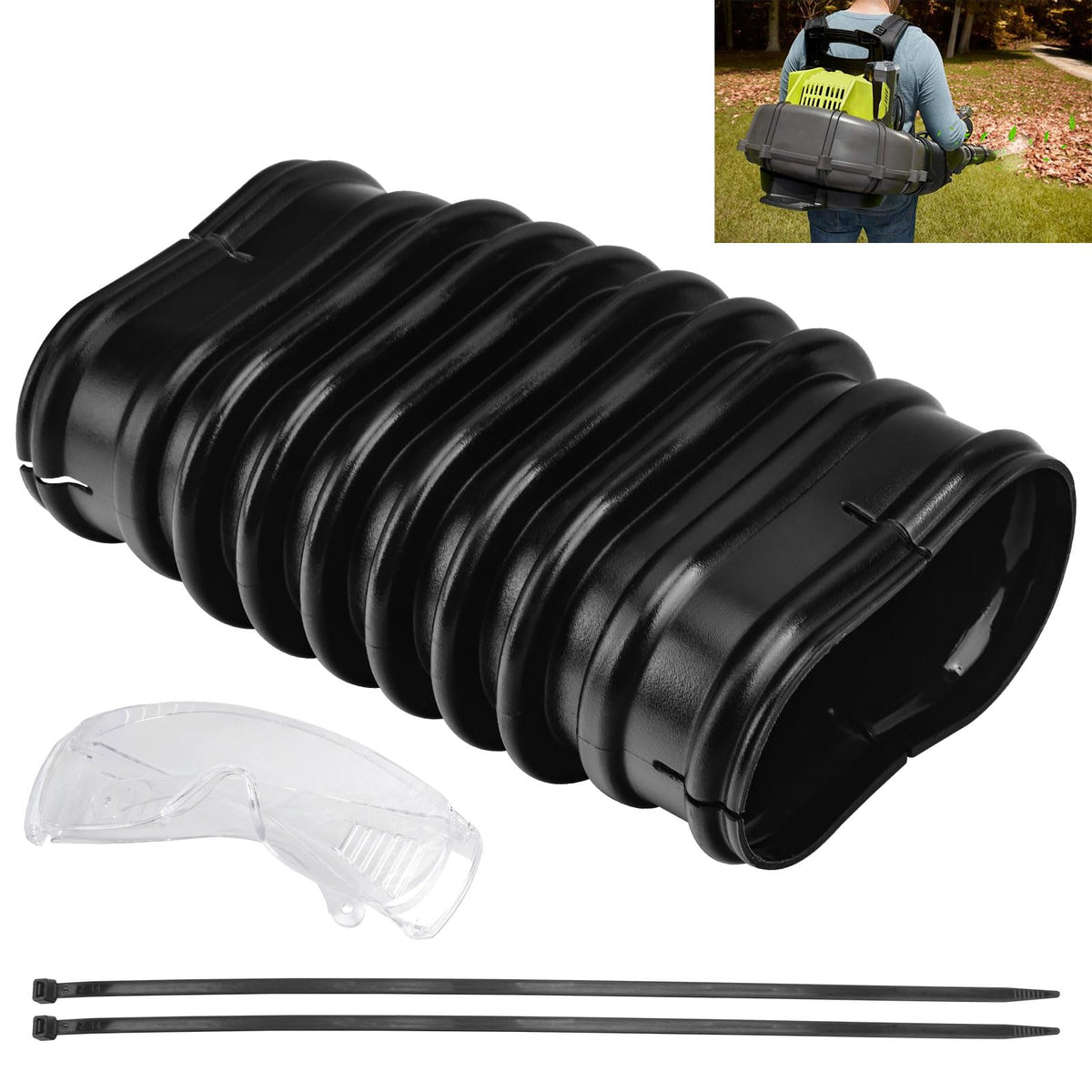 MWEDP 580473001 flex tube shows Ryobi compatibility for improved blower airflow