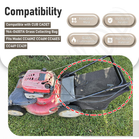 MWEDP 964-04007A grass catcher bag, side view, fits 21-inch mowers.