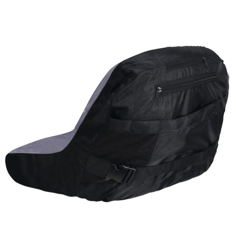 Detail shows backrest compatibility for 12.5 to 14 inches without armrests.
