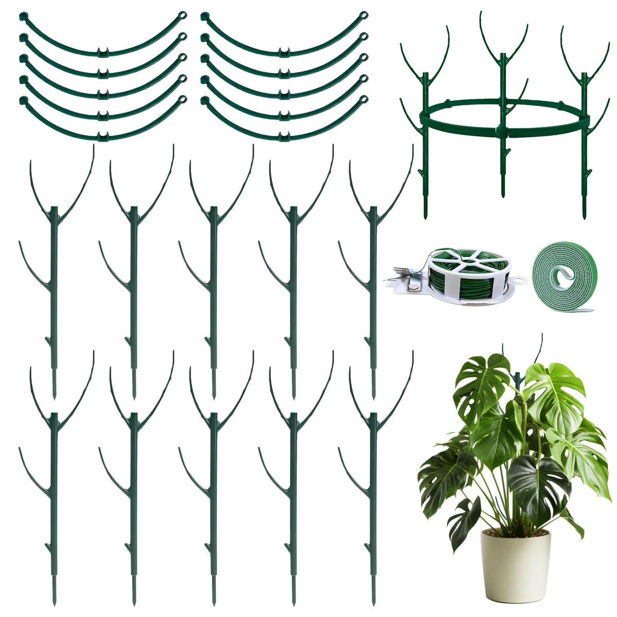 MXCOIRTP stackable stake assembly provides adjustable support for potted plants.