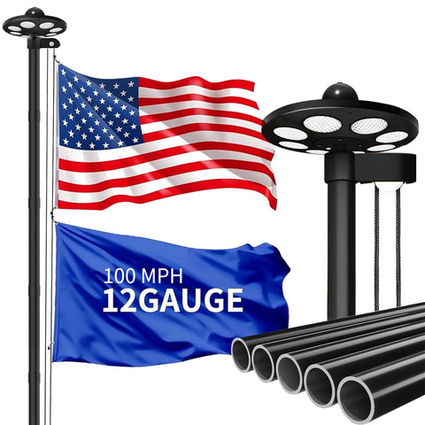 MXQMKL 20ft flag pole assembly shows durable aluminum construction for outdoor use