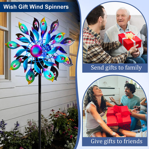 MXwcy 360 Peacock Solar Wind Spinner is easy to install in minutes