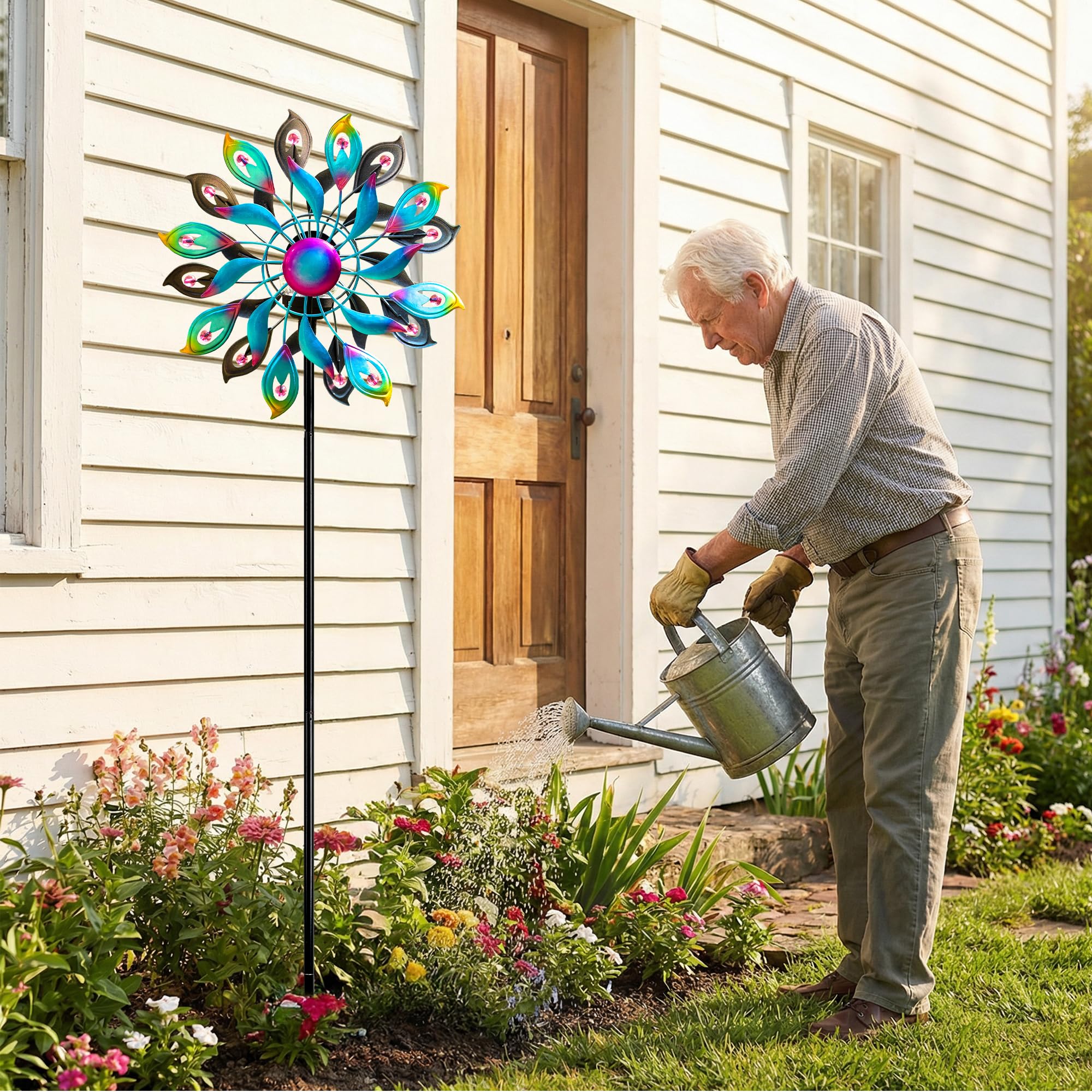 MXwcy 360 Peacock Solar Wind Spinner makes a thoughtful gift for garden lovers