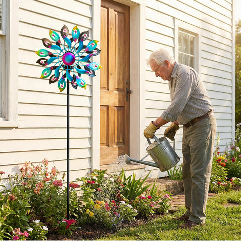 MXwcy 360 Peacock Solar Wind Spinner makes a thoughtful gift for garden lovers