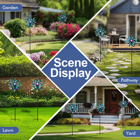 MXwcy 360 Peacock Solar Wind Spinner uses rust resistant paint for outdoor durability