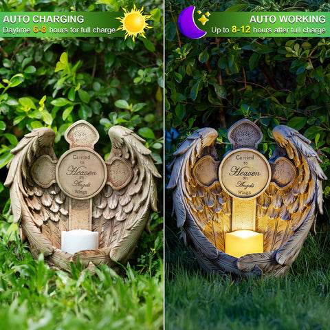 MXwcy Cross and angel design creates comforting ambiance in gardens