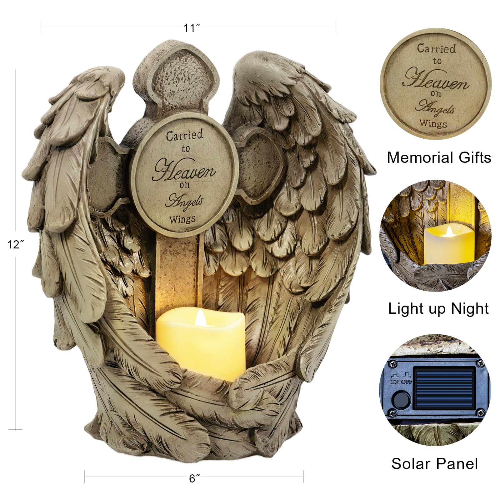 MXwcy Solar Garden Statue lights paths with flameless glow for grave sites