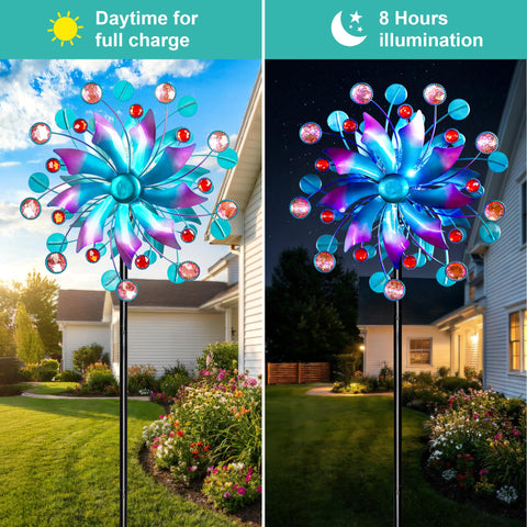 MXwcy solar wind spinner easy installation for quick garden decoration.