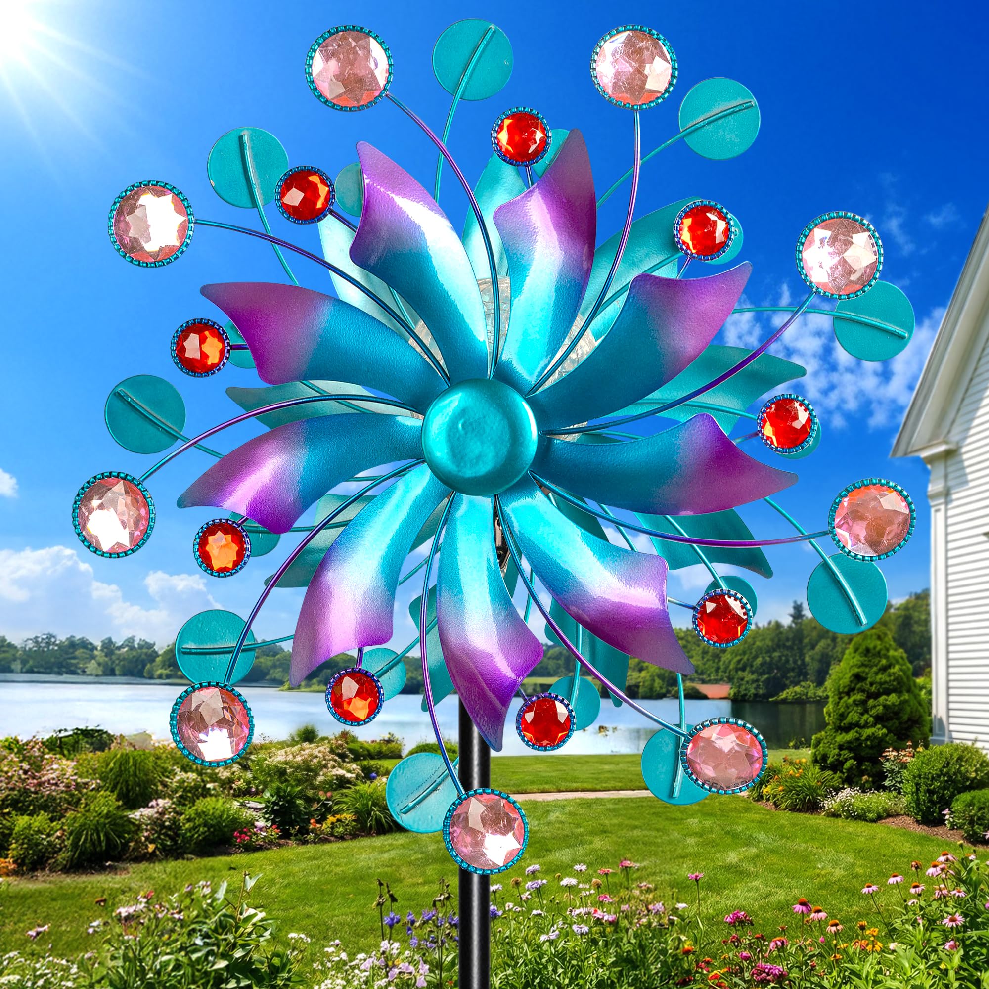 MXwcy solar wind spinner tall yard accent brightens outdoor spaces.