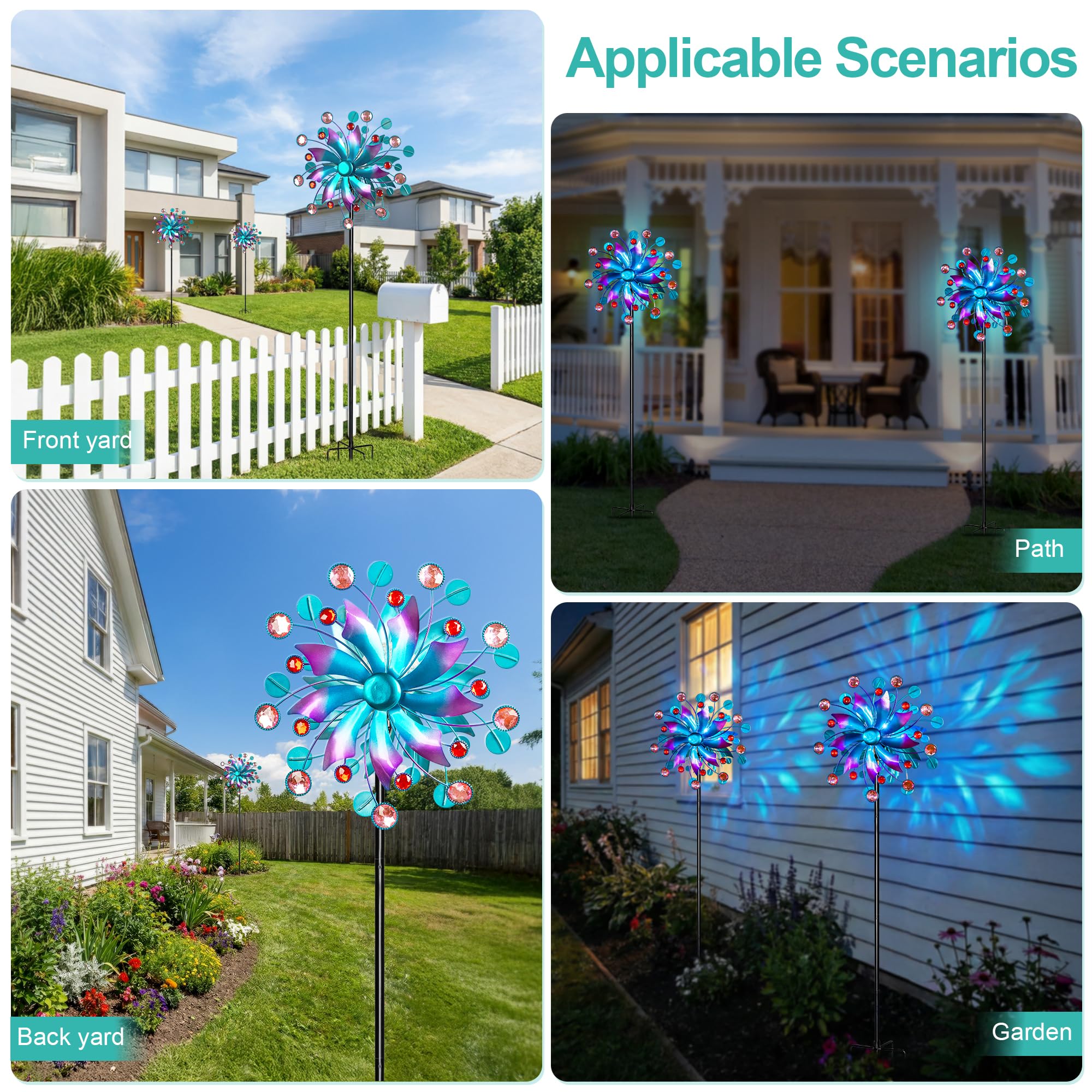 MXwcy solar wind spinner rust-resistant paint helps it withstand outdoor weather.