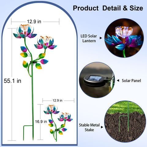 MXwcy twin-flower spinner with LEDs creates color-changing daytime and night appeal.