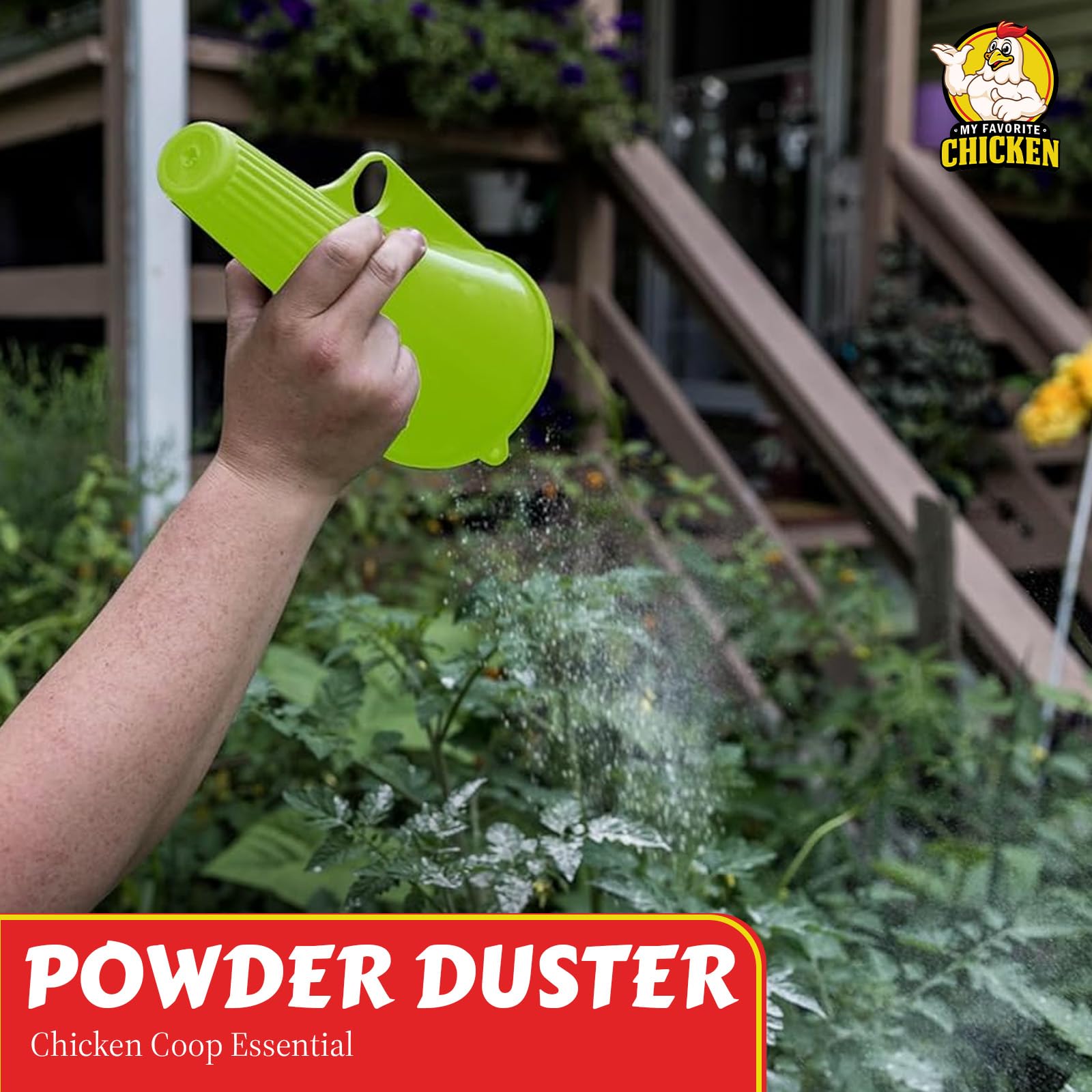 My Favorite Chicken powder duster handle ergonomics for comfortable long use.