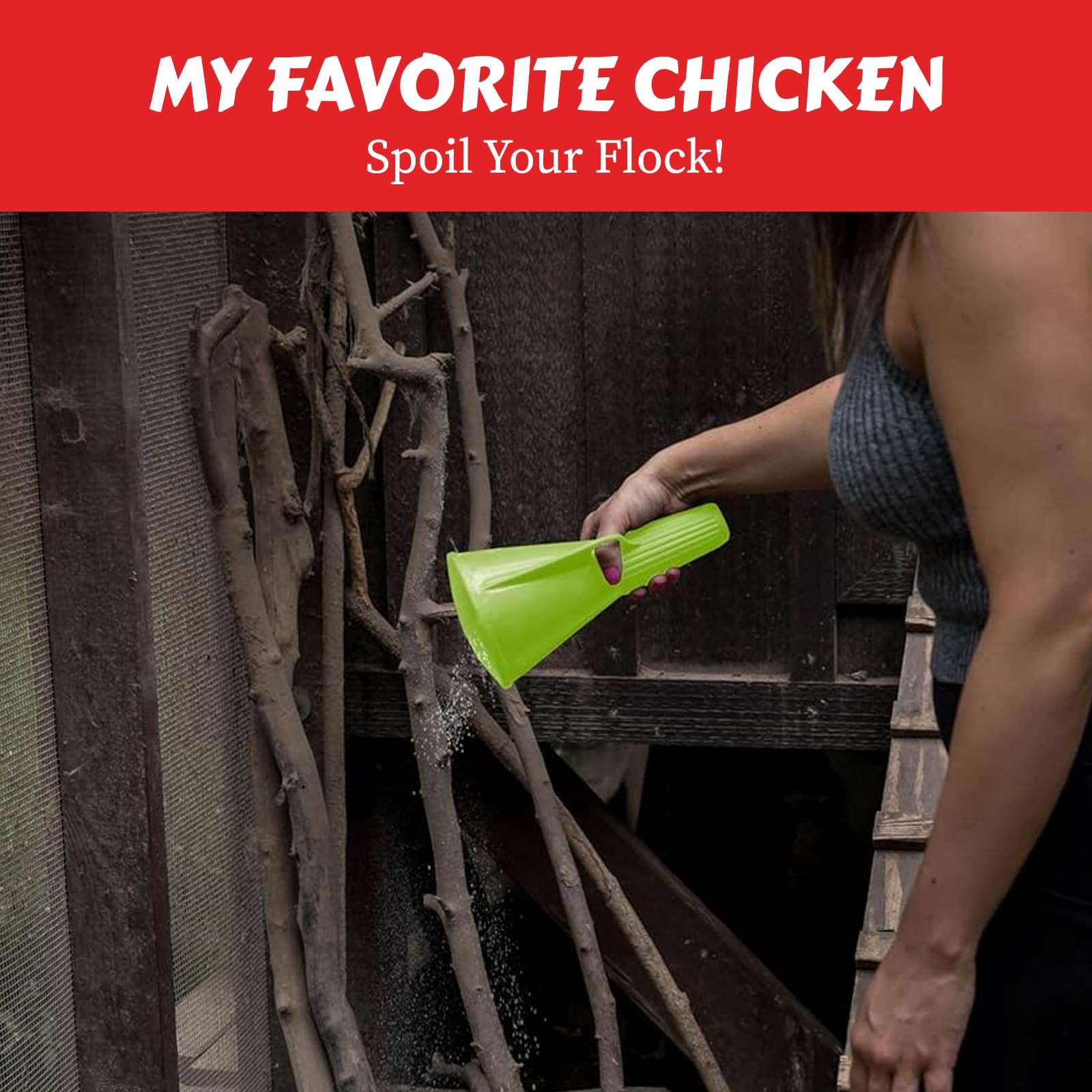 My Favorite Chicken powder duster top-fill design for quick refills.