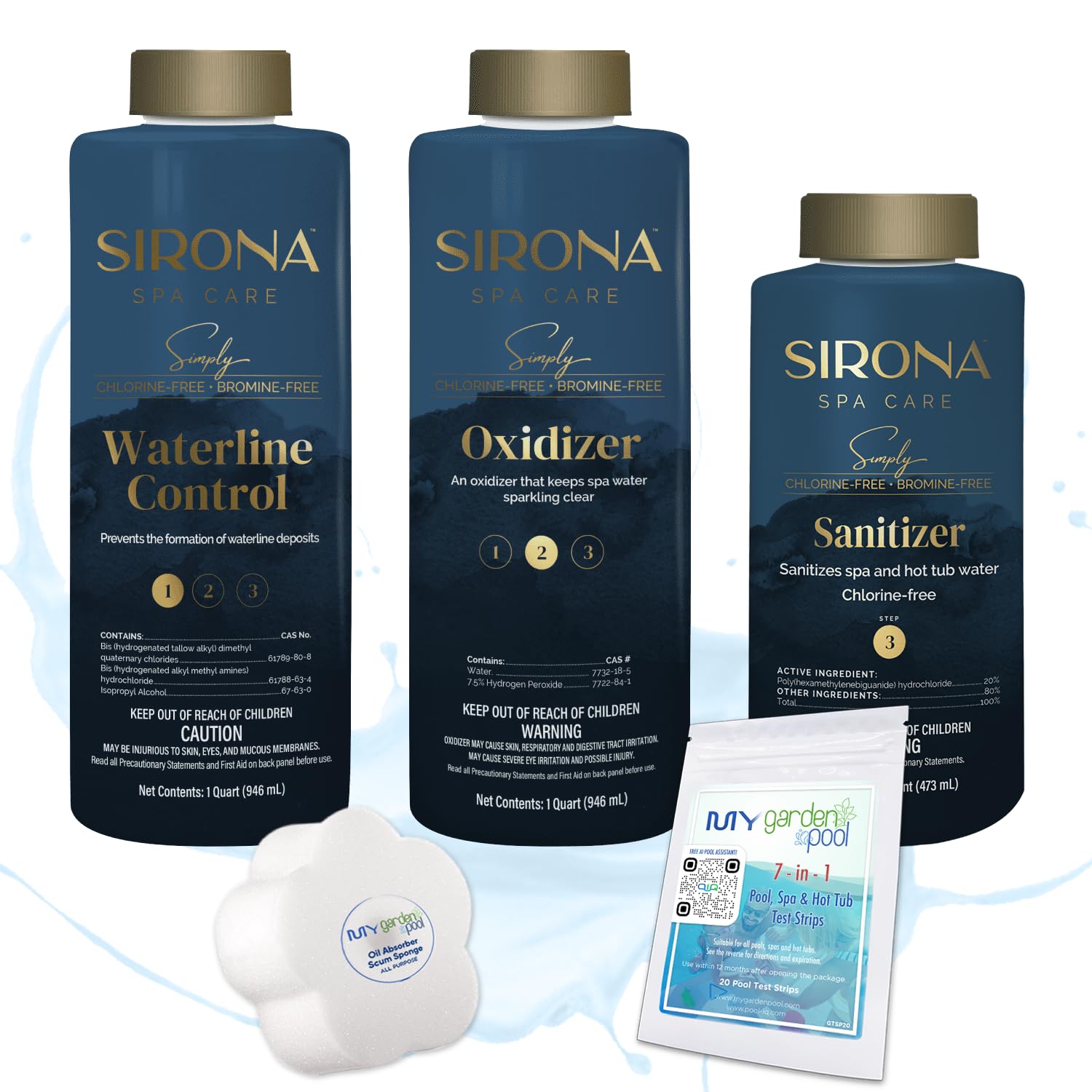 My Garden Pool Sirona Waterline Cleaner restoring a pristine spa waterline