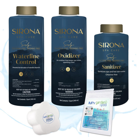 My Garden Pool Sirona Waterline Cleaner restoring a pristine spa waterline