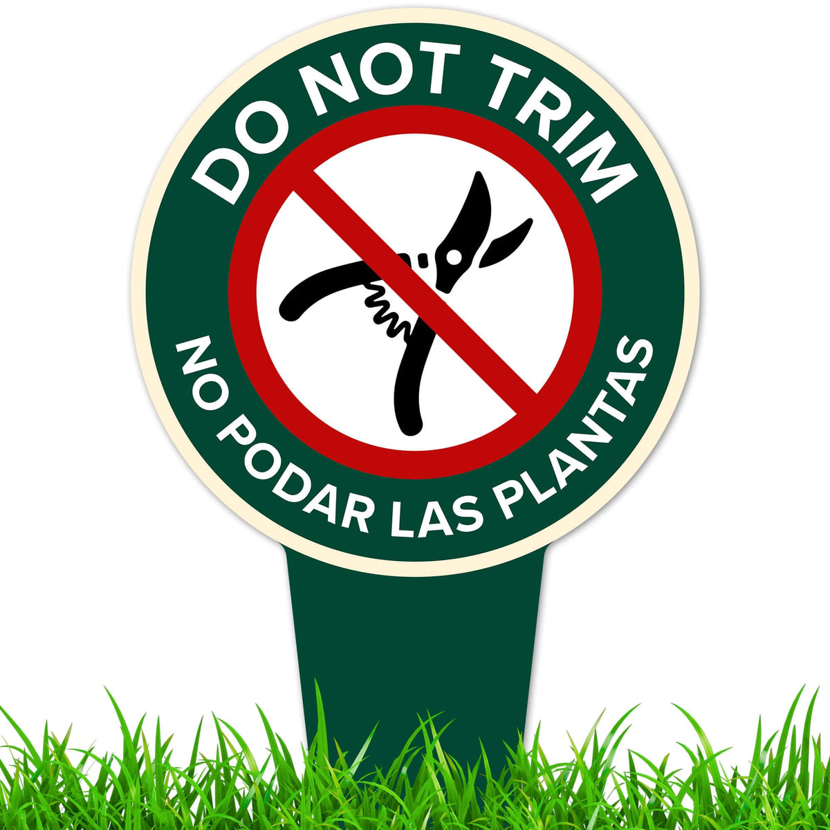 My Sign Center Do Not Trim sign front view highlights durable outdoor readiness