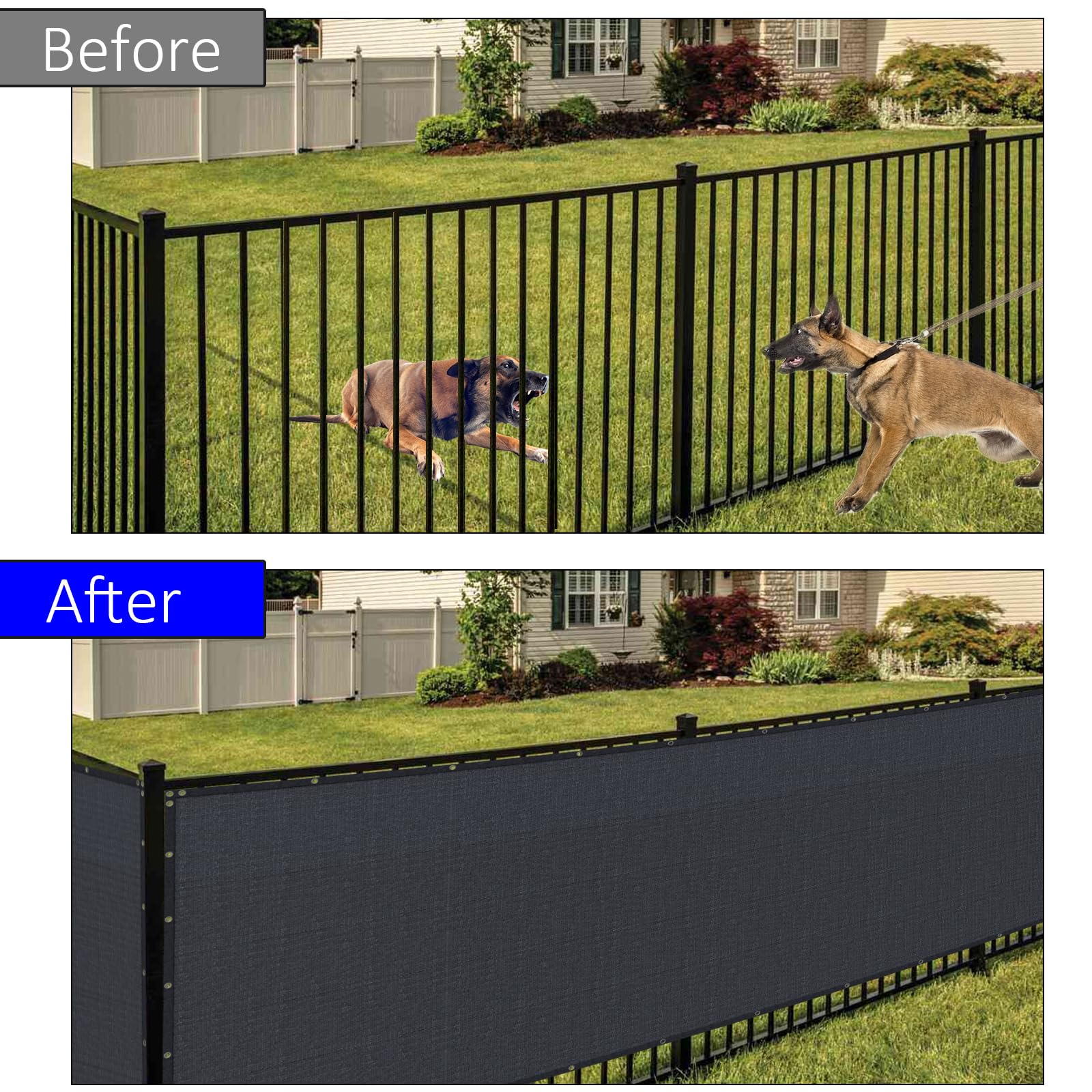mychoiii black fence cover durable, sun-protected HDPE fabric for long-lasting shade.