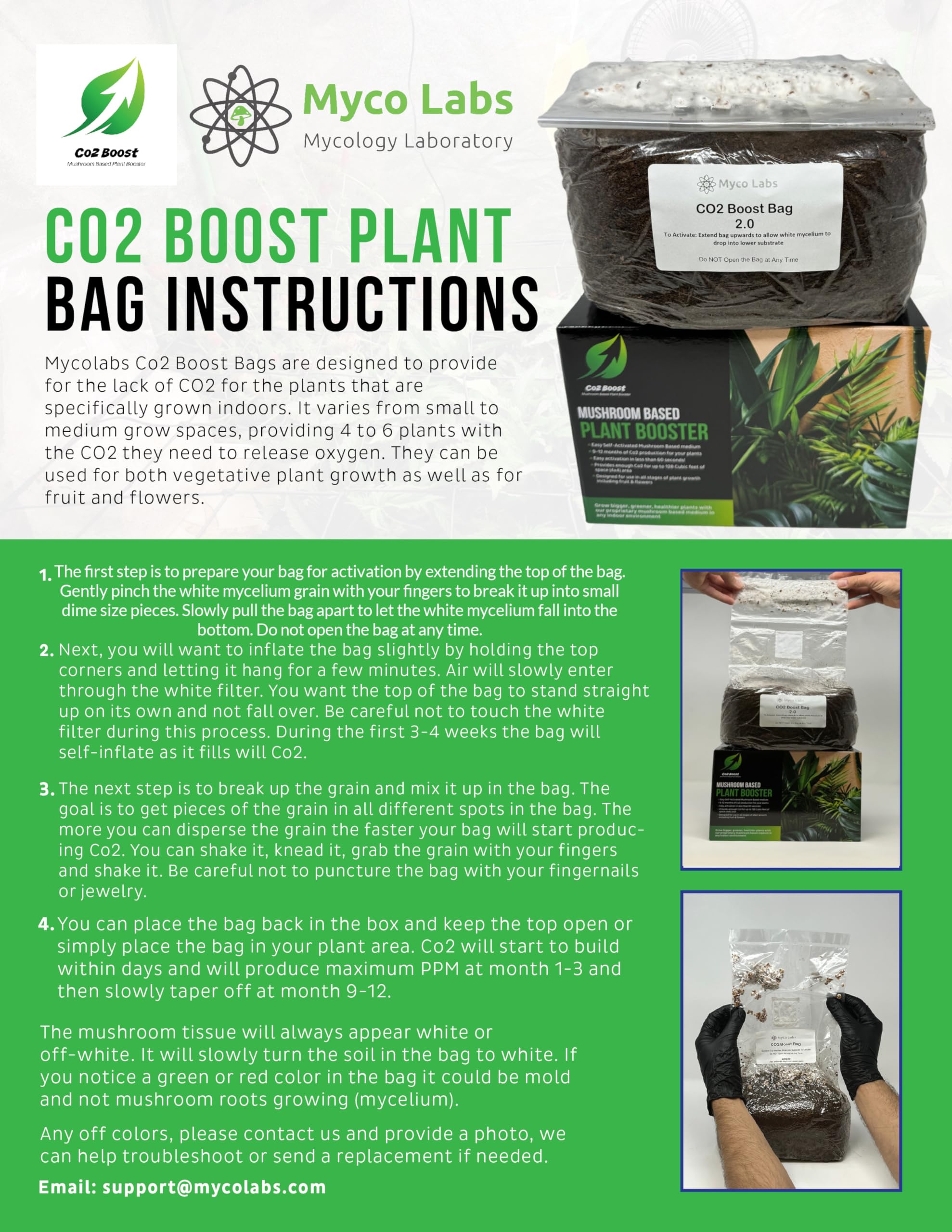 Myco Labs CO2 Boost Bag grow room use suits indoor gardens for continuous support.