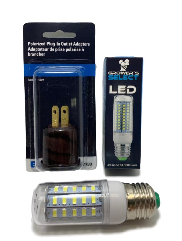 Myco Labs Grower's Select E26 LED Light showing 360-degree coverage for even growth