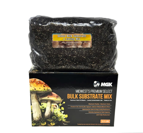 Myco Labs Premium Bulk Substrate 5lb bag ready for quick use with grain spawn.