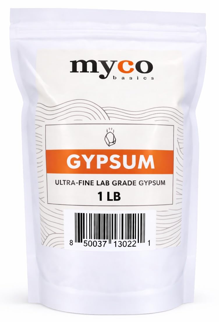 Mycology Basics gypsum powder for mushroom substrate offers clean, sterile handling.