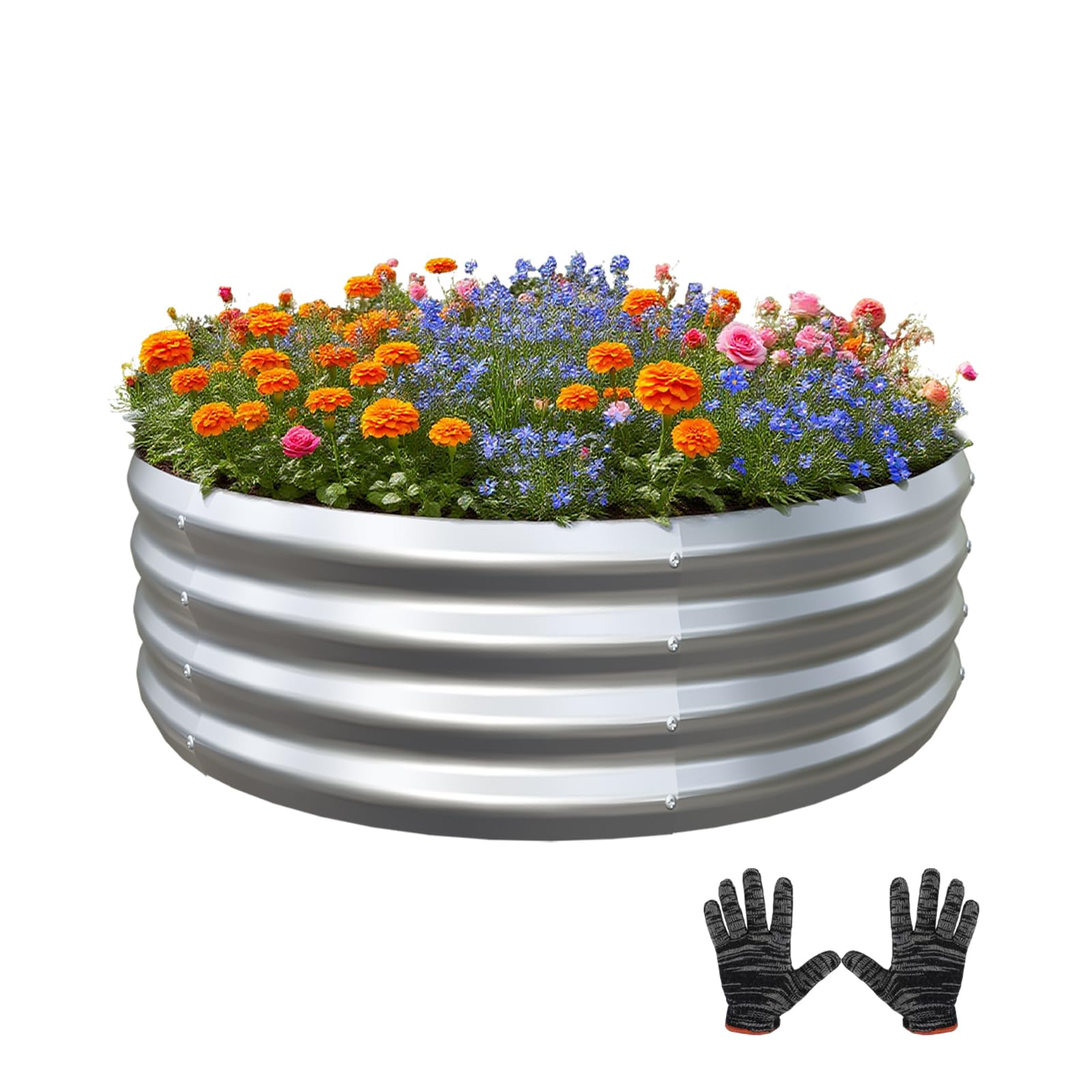 Mycovire galvanized garden bed assembly guide showing tool-free setup for easy DIY.
