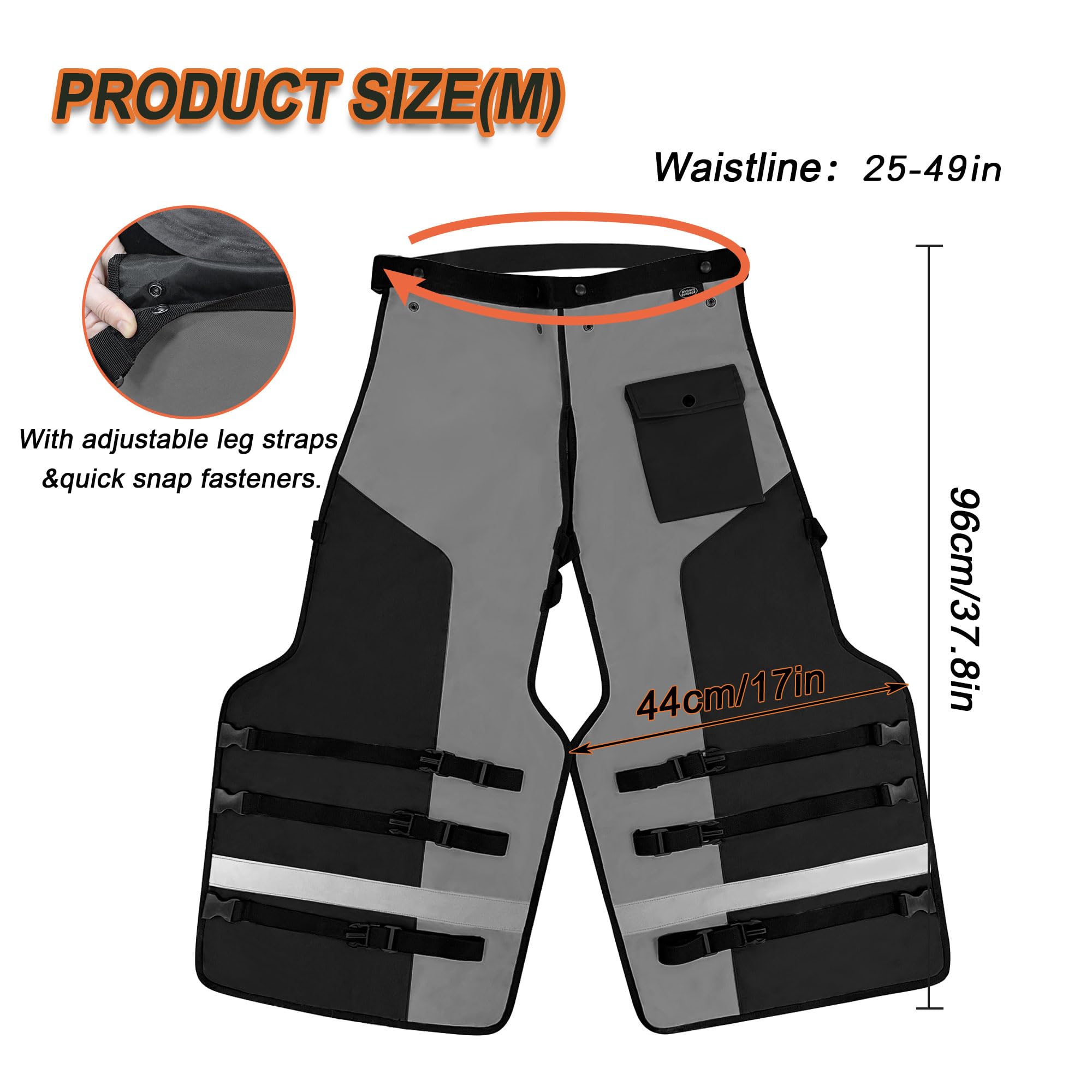 MYDAYS OUTDOOR chainsaw chaps waist adjustment feature for secure fit