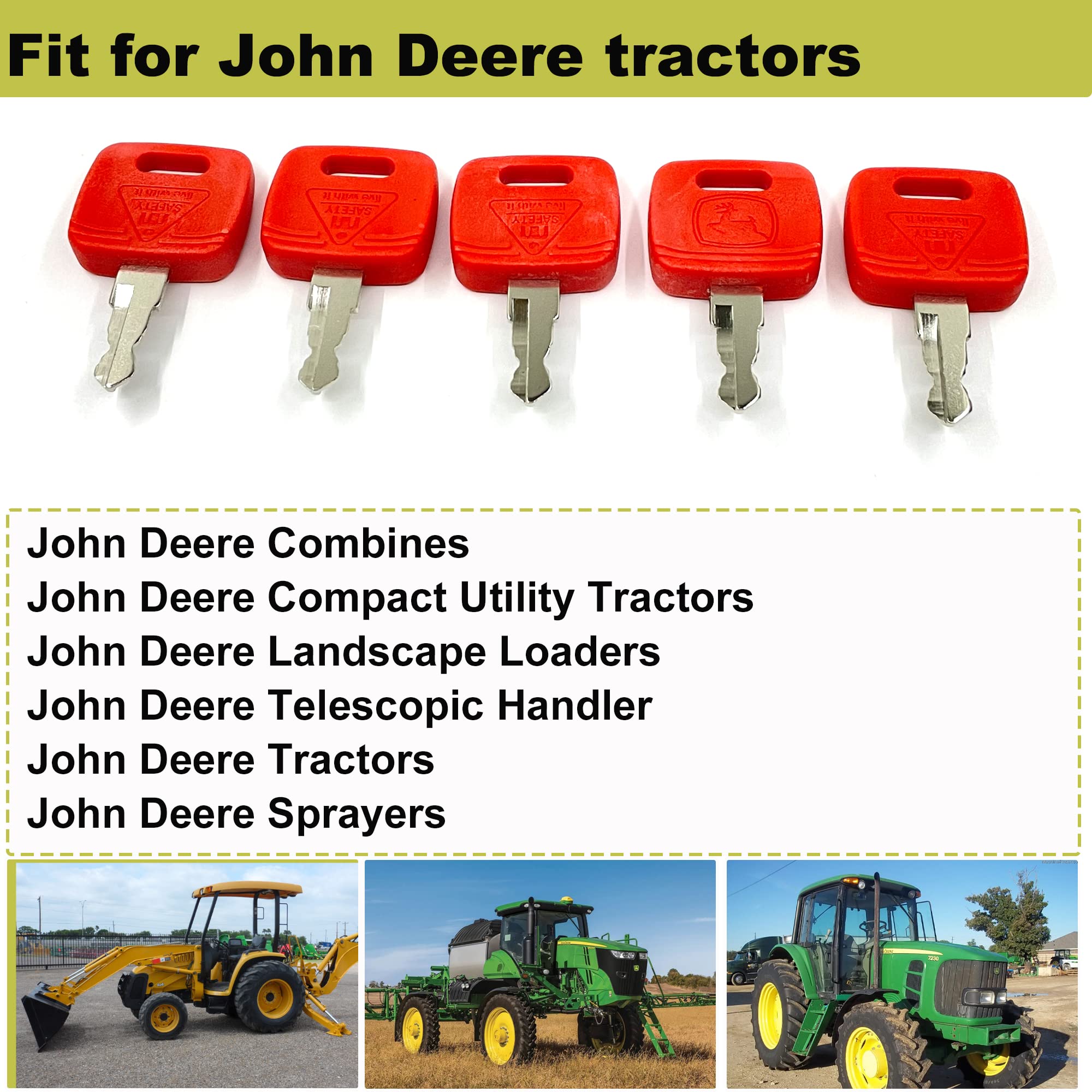 Close-up of the red-top Mydugia John Deere ignition key.